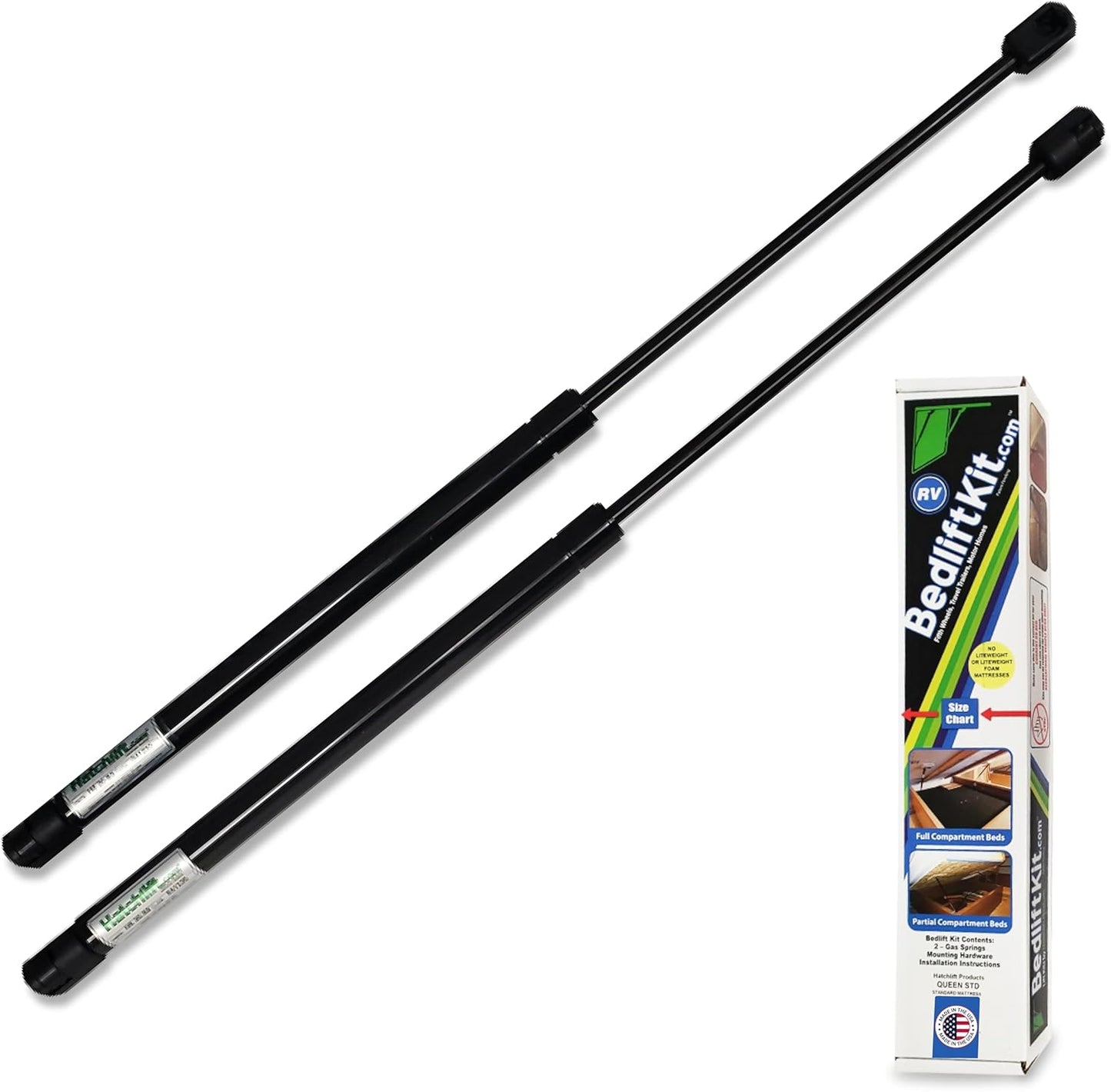 Hatchlift RV Bed Lift Kit for Queen Size Beds - Durable Gas Struts