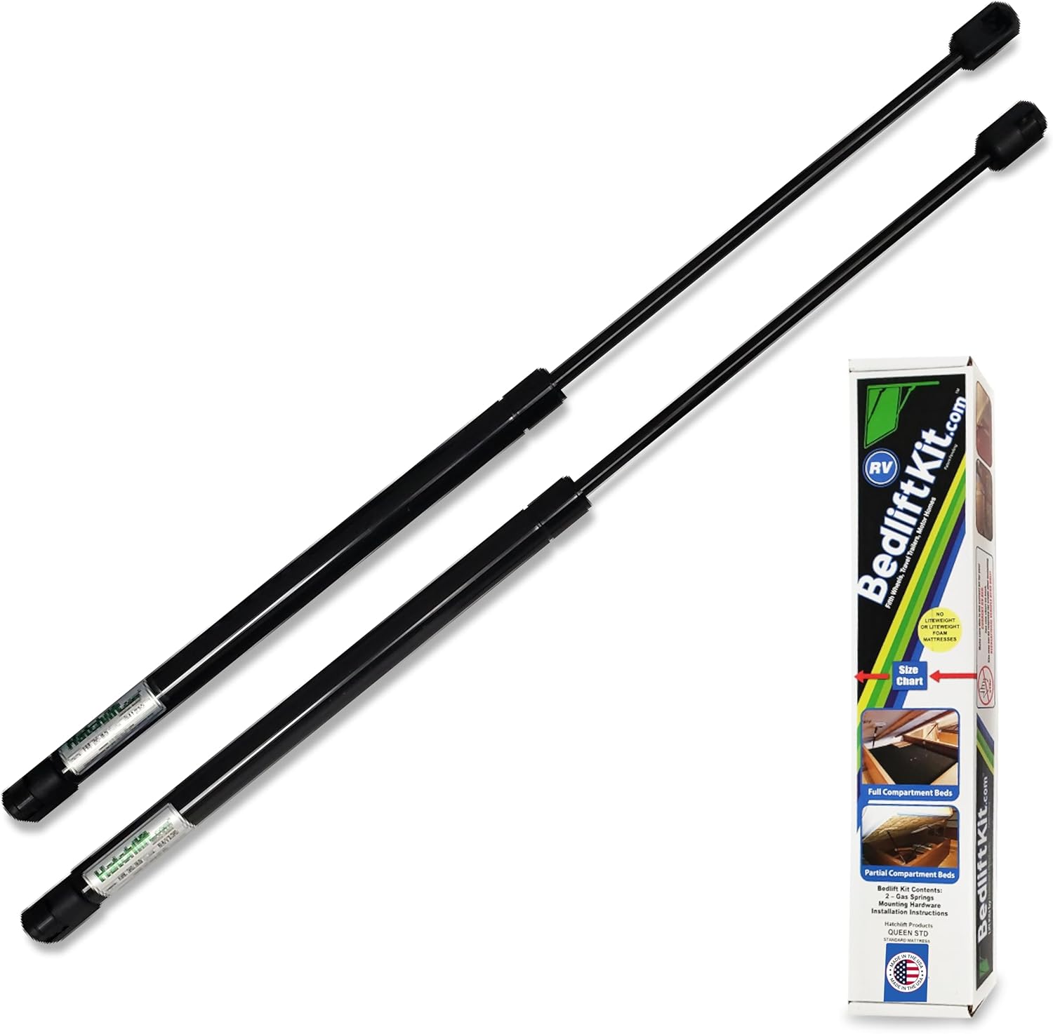 Hatchlift RV Bed Lift Kit for Queen Size Beds - Durable Gas Struts