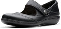 Clarks Women's Ashland Elayne Mary Jane Flat in Tumbled Black Leather