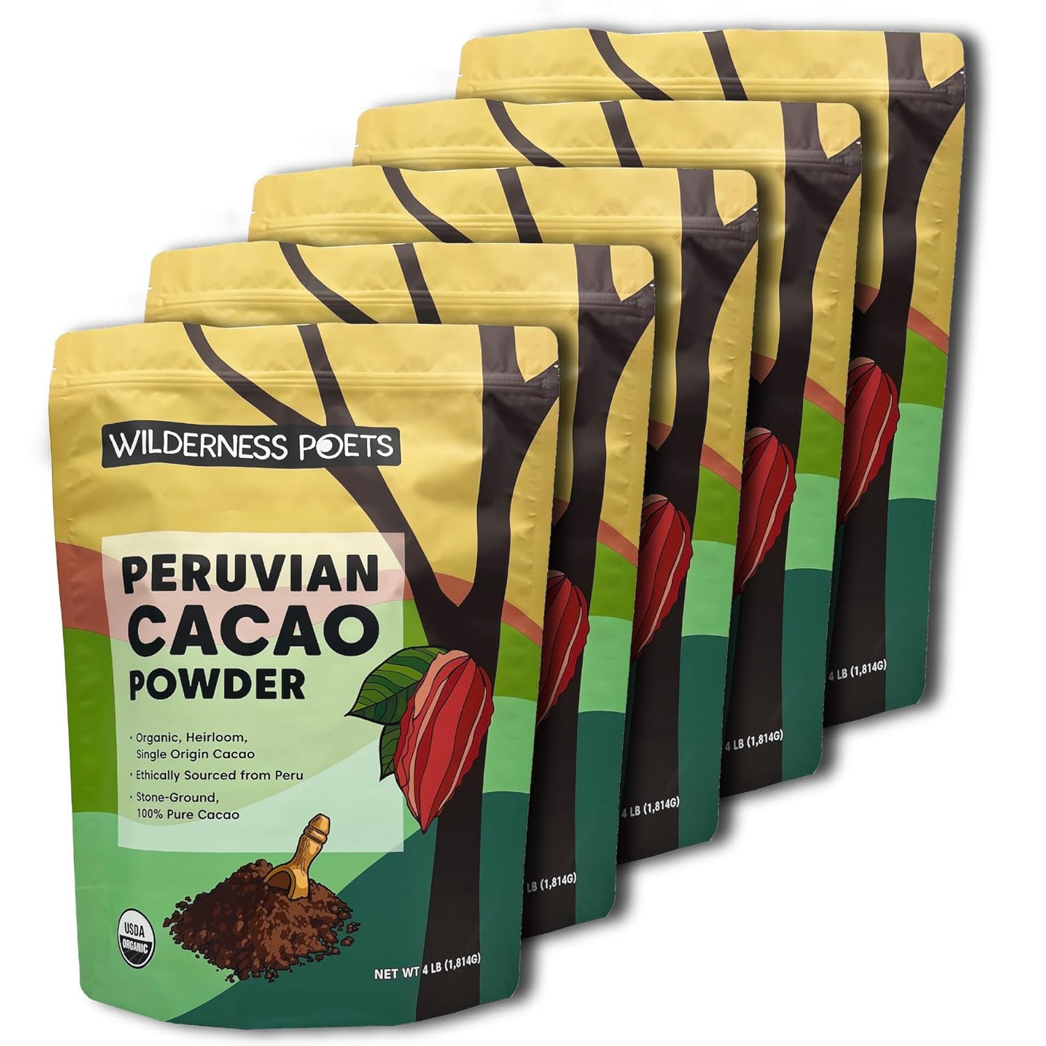 Organic Cacao Powder from Peruvian Heirloom Cacao - 4 Pound Bulk
