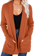 Cozy Knit Cardigan for Women - Open Front Waffle Design