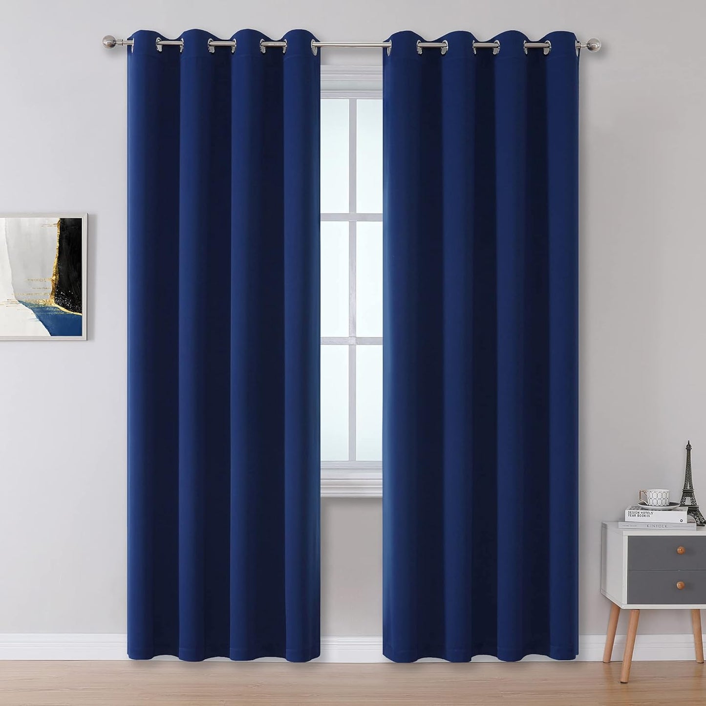 DUALIFE Navy Blue Blackout Curtains for Bedroom and Living Room