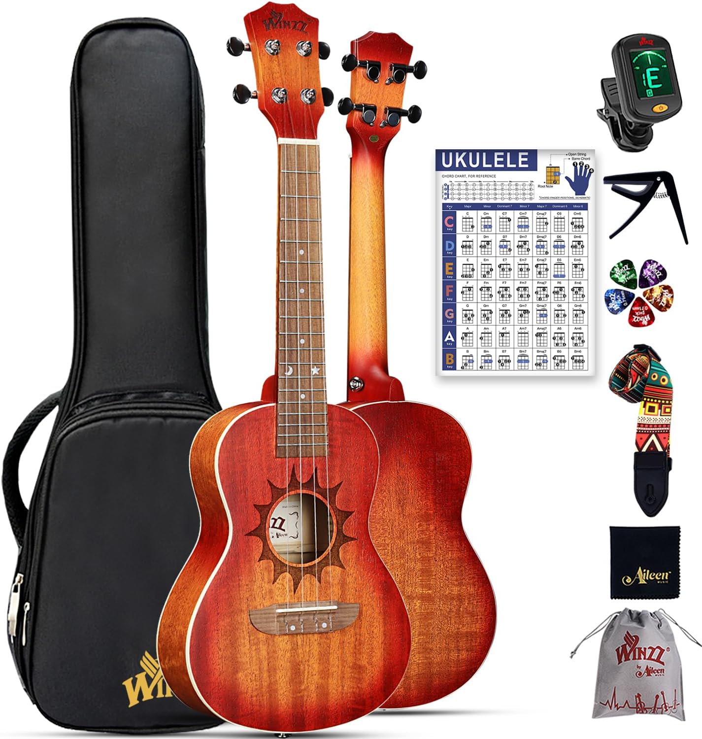 Winzz Concert Ukulele for Adults and Beginners, 23 Inch Design