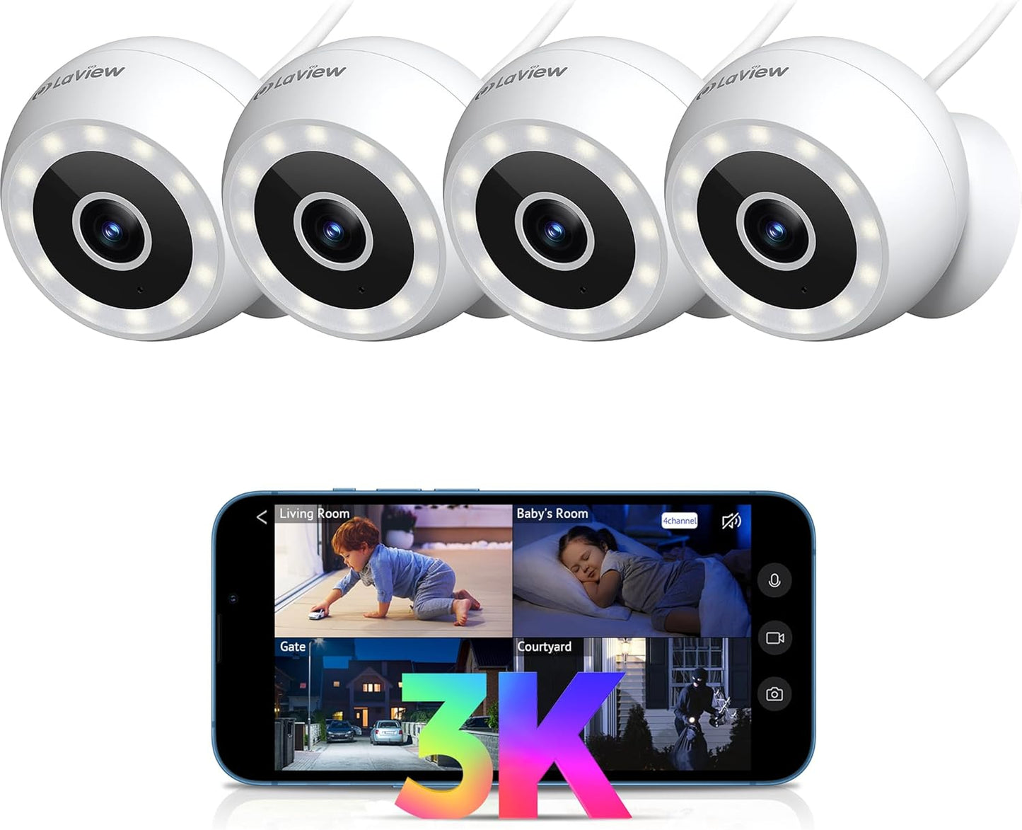 5MP 3K Security Cameras for Indoor and Outdoor Surveillance