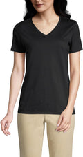 Lands' End Women's Relaxed Supima Cotton V-Neck T-Shirt - Soft look