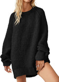 Womens Oversized Fuzzy Crew Neck Sweater 2025 - Cozy Slouchy Tunic
