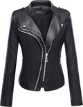 Tanming Women's Faux Leather Moto Biker Short Coat Jacket (Style 1EEK)