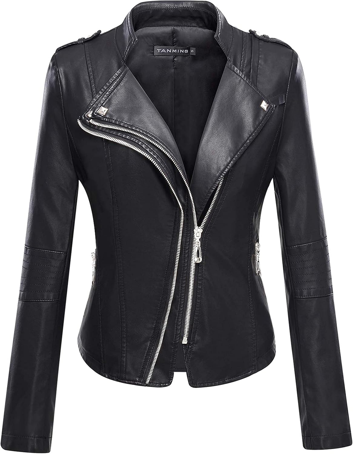 Tanming Women's Faux Leather Moto Biker Short Coat Jacket Review