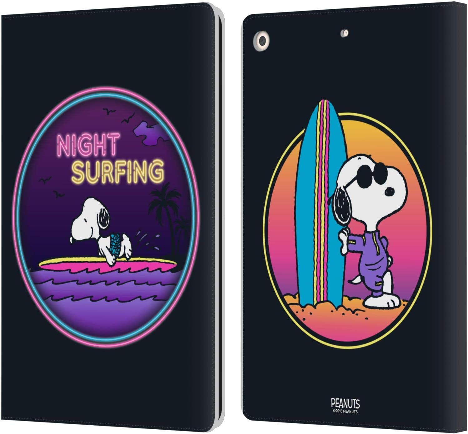Peanuts Night Surfer Snoopy Aloha Disco Leather Wallet Case