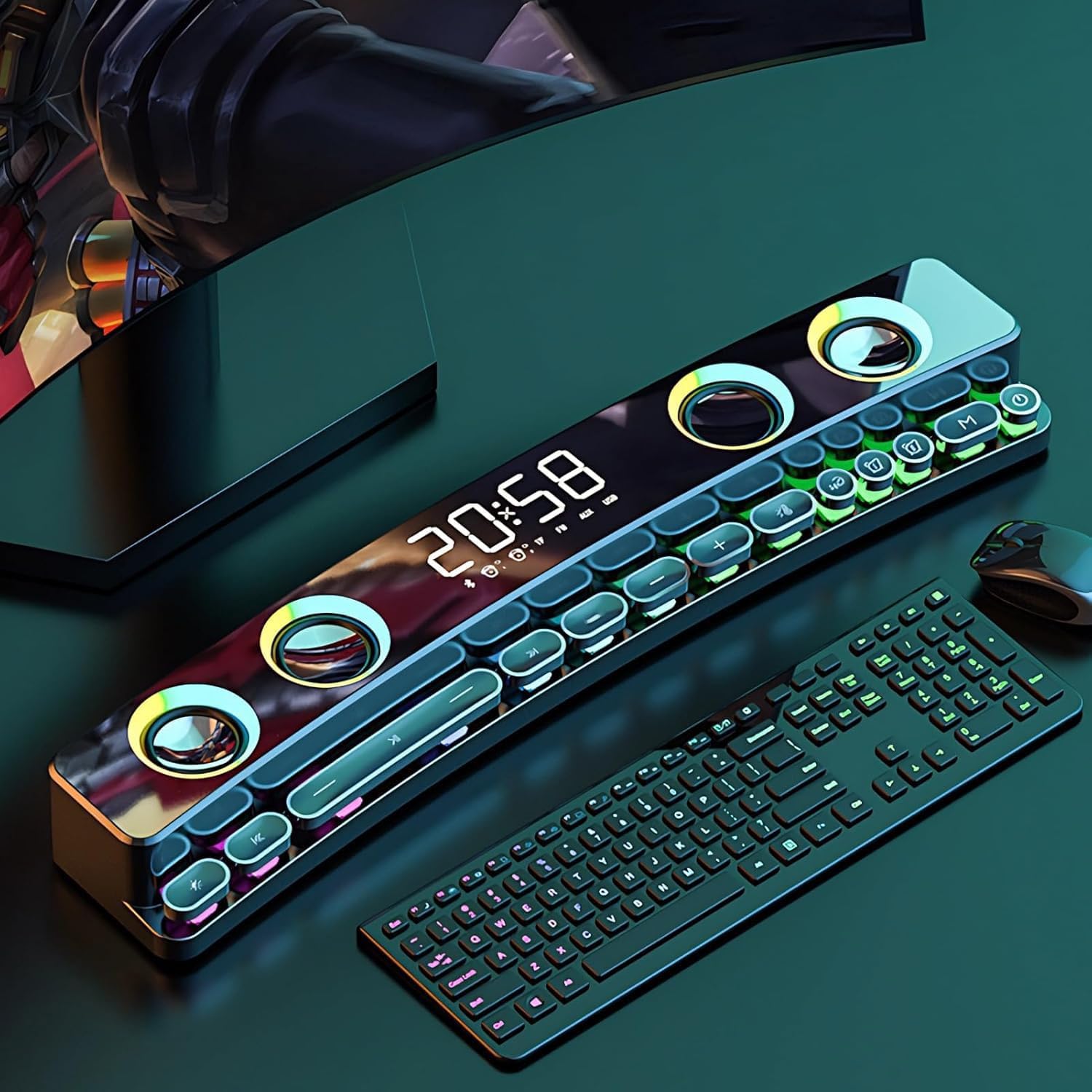 Dual RGB Subwoofer Gaming Speakers - Immersive Sound