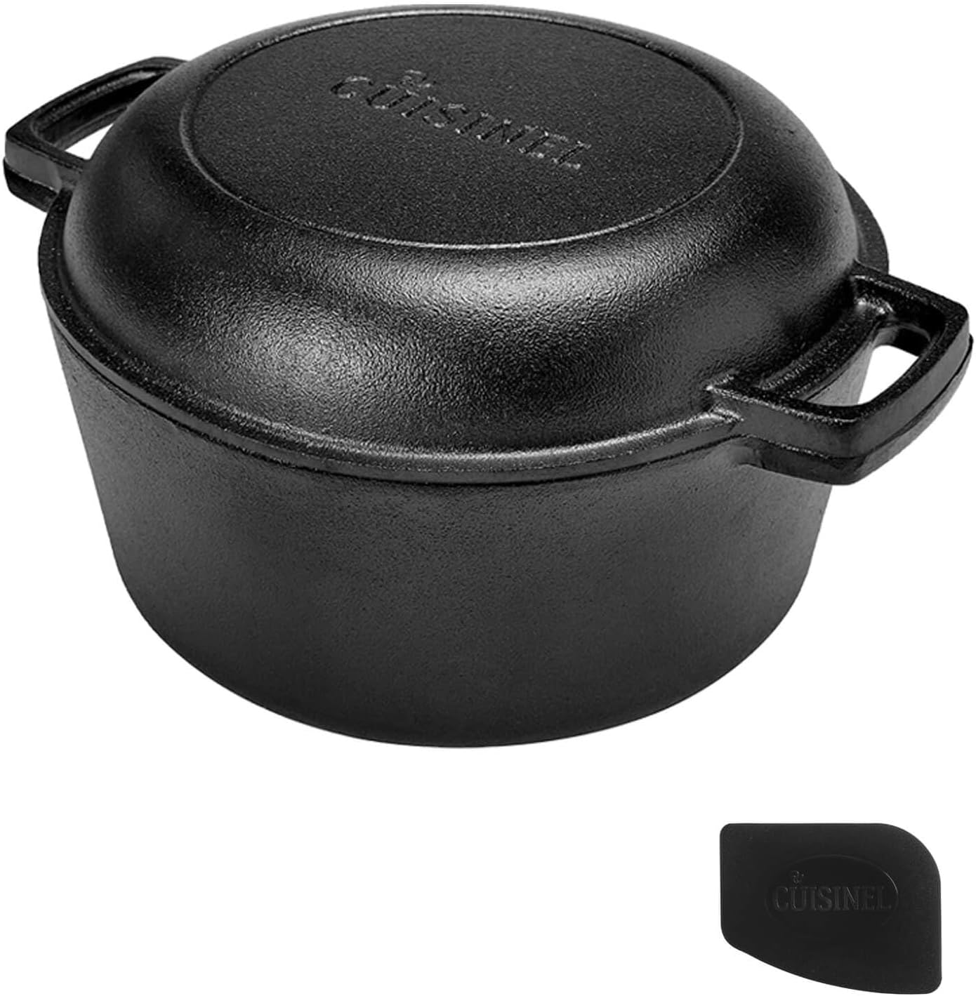 Cast Iron Double Dutch Oven - Pre-Seasoned 5-Quart Set