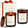 Holiday Candle Gift Set 2 Pack Wood Wick Cinnamon Apple - Cozy Fall