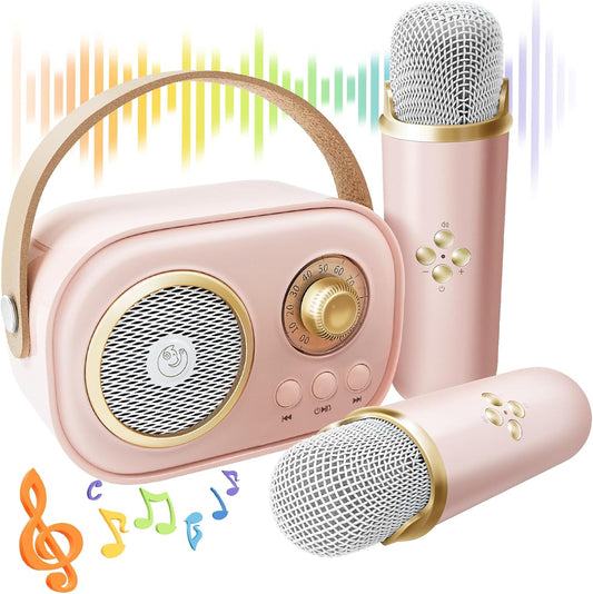 Kids Mini Karaoke: 2 Wireless Mics, Portable Speaker