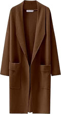 Caracilia Women's Open Front Knit Cardigan - Cozy Thigh-Length Layer