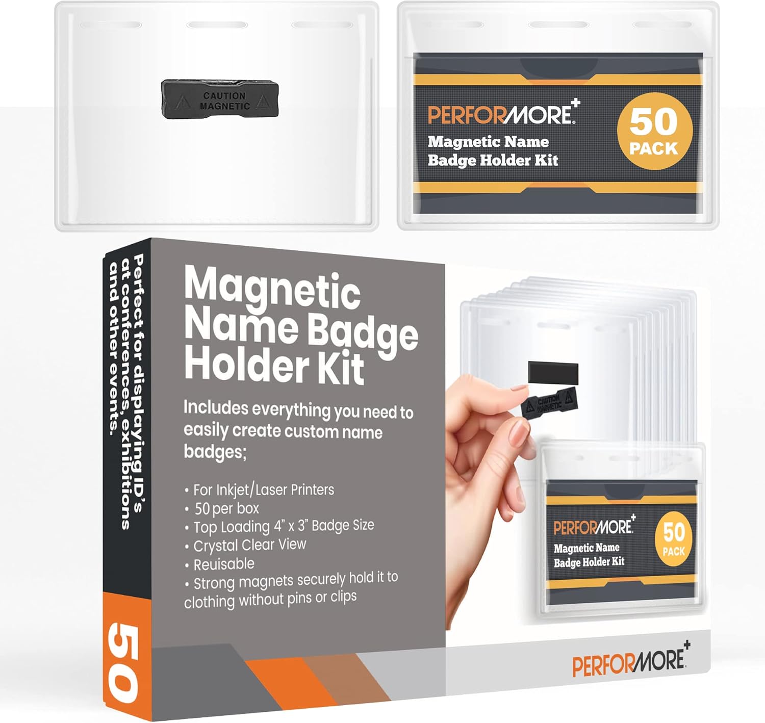 Officewerks Magnetic Name Badge Holder Kit for Events and Exhibitors