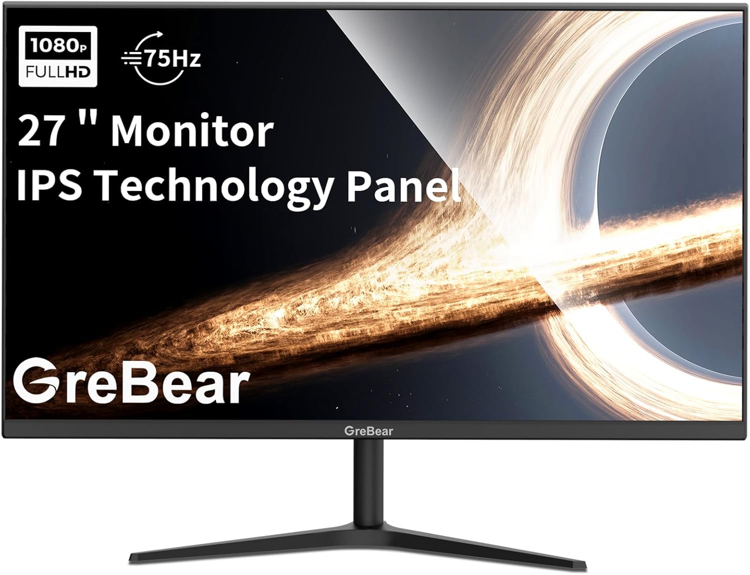 Crystal Clear 27 FHD IPS Monitor - Flicker-Free & Blue Light Filter