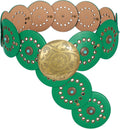 Western PU Leather Belts for Woman Wide Concho Cowgirl Disc Belt