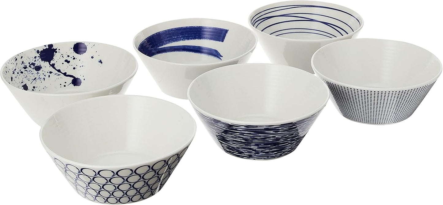 Pacific Mixed Patterns Bowls Set of 6 by Royal Doulton - Blue/White