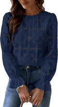 Eyelet Long Sleeve Lace Top - Dressy Casual Spring Blouse 2025