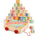 Wooden Building Blocks for Toddlers 1-3 - 30 PCS Alphabet Set