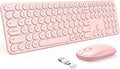 Pink Wireless Keyboard and Mouse Combo - Cute Rose Gold USB C Receiver