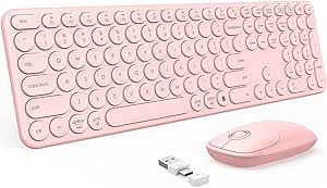 Pink Wireless Keyboard and Mouse Combo for Mac and Windows