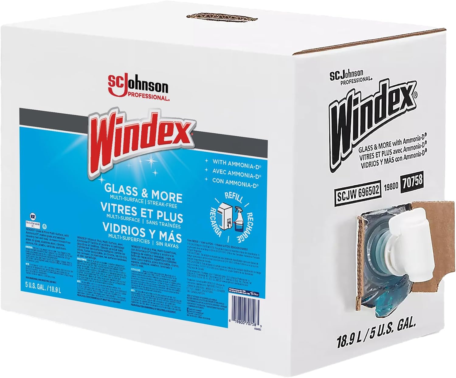 Windex Glass & Surface Cleaner for Streak Free Shine, 5 Gallons