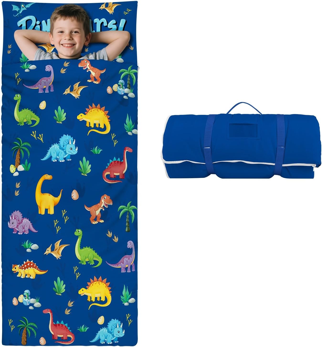 Kids Sleeping Bag Toddler Nap Mat with Removable Pillow for Fun