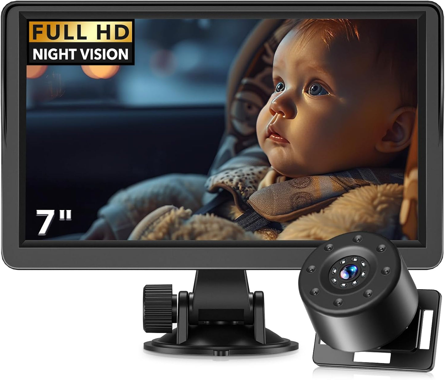 NewHail 7 FHD Night Vision Baby Car Mirror - Safe Driving for New Parents