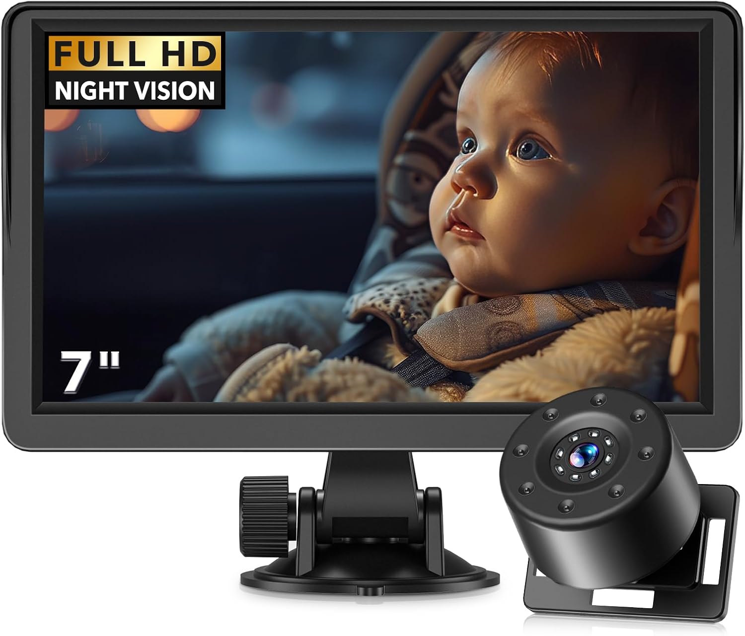 NewHail 7 FHD Night Vision Baby Car Mirror - Safe Driving for New Parents