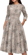 Simple Flavor Women's Floral Vintage Midi Evening Dress - Elegant Fit