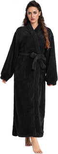 Artfasion Womens Long Fleece Robe - Warm Soft Floor-Length Flannel