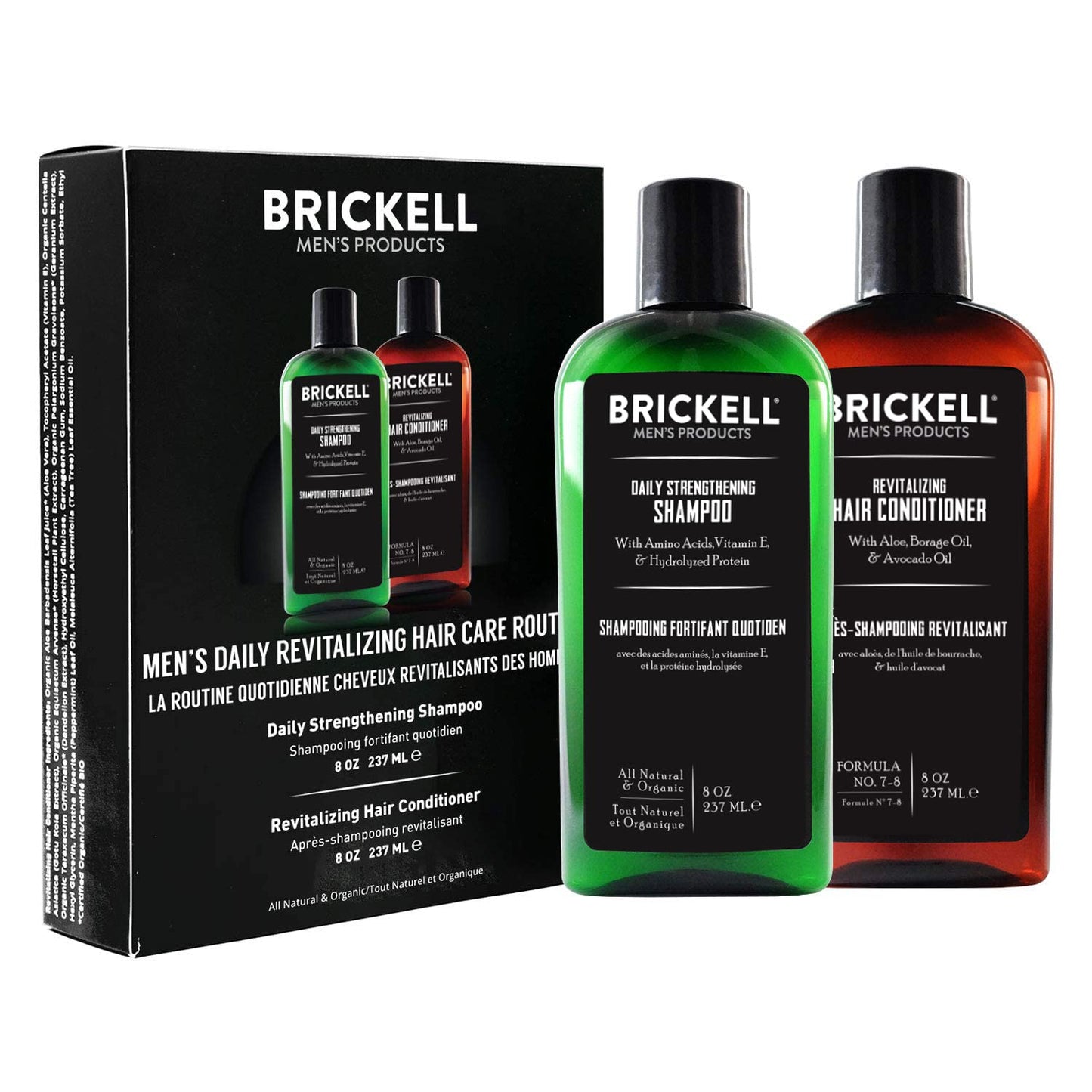 Brickell Men's Haircare Set - Strength & Volume Boost