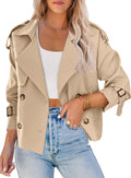 Saodimallsu Women Crop Double Breasted Trench Coat - Smart Office Crop