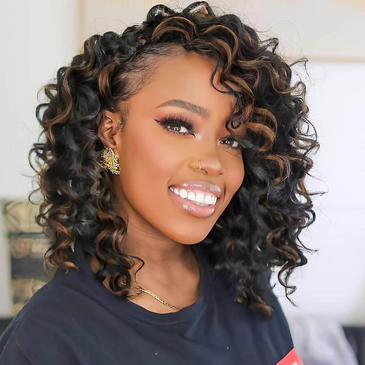 ToyoTree Ocean Wave Crochet Hair Extensions - 12 Inch Brown Highlights