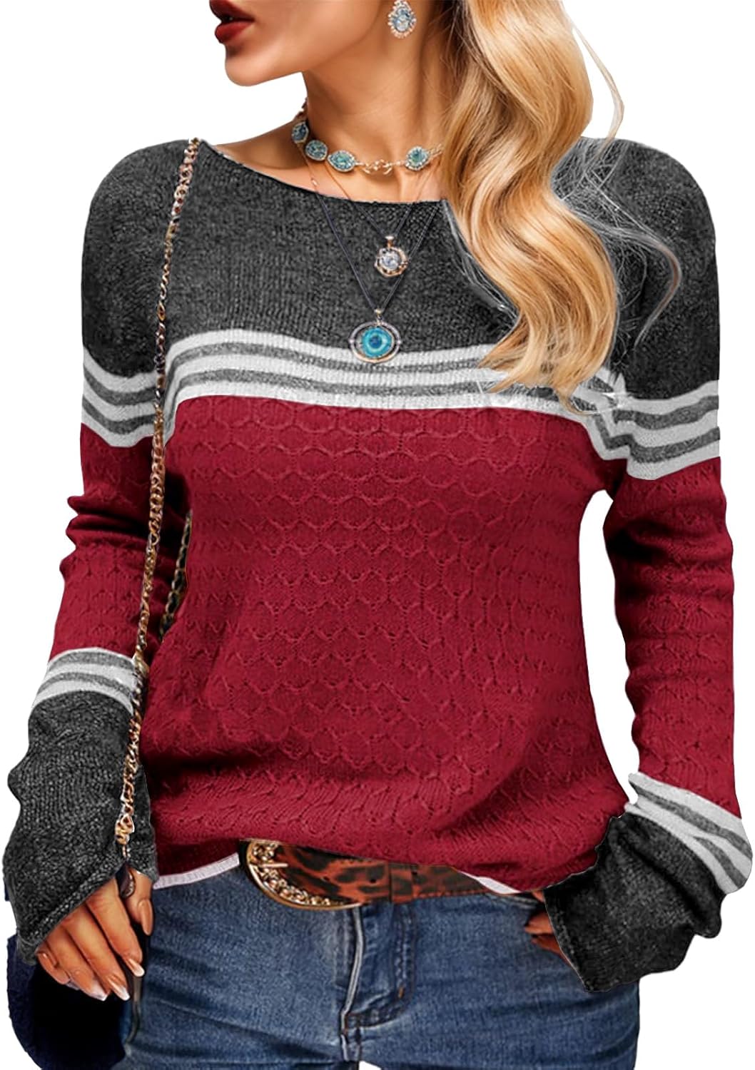 Womens Sweaters Fall 2025 Fashion Boho Trendy Lightweight Pullover