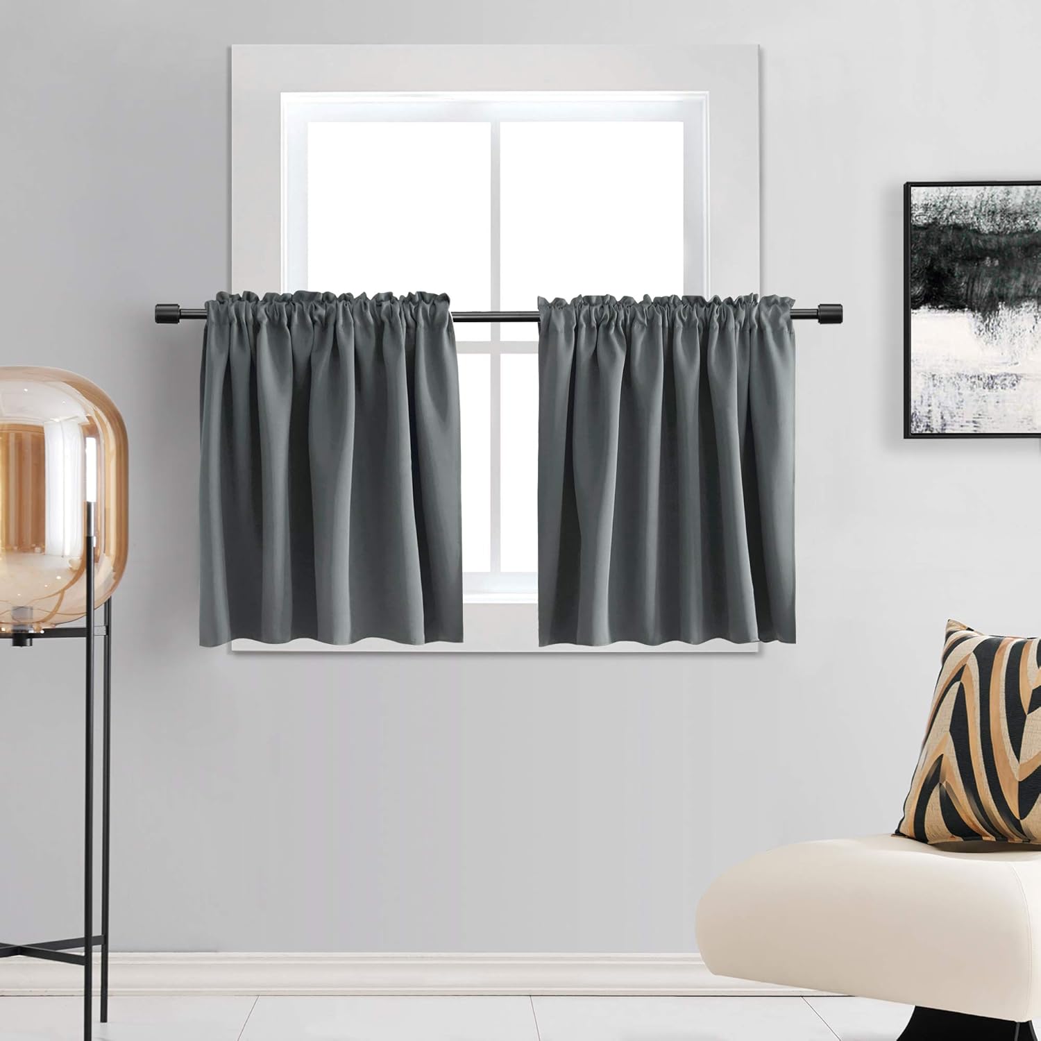 Blackout Tier Curtains - Thermal Insulating Kitchen/Bathroom Rod Pocket Set