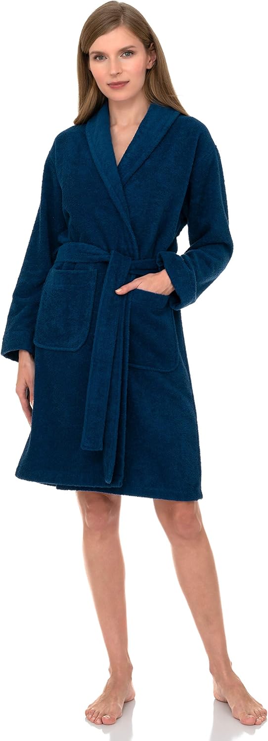 Luxurious Cotton Short Terry Shawl Bathrobe for Women