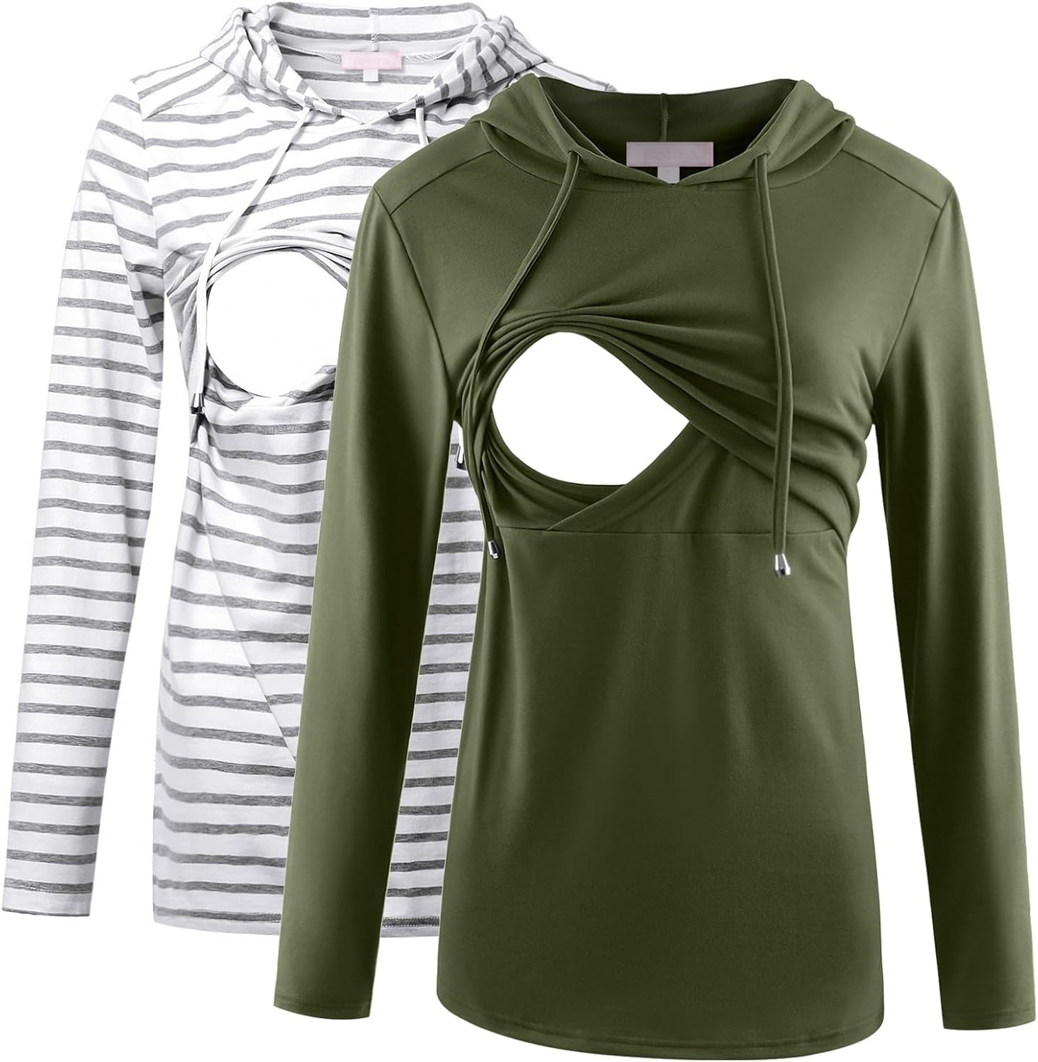 Bhome Nursing Shirt Long Sleeves Hoodie for Breastfeeding Moms