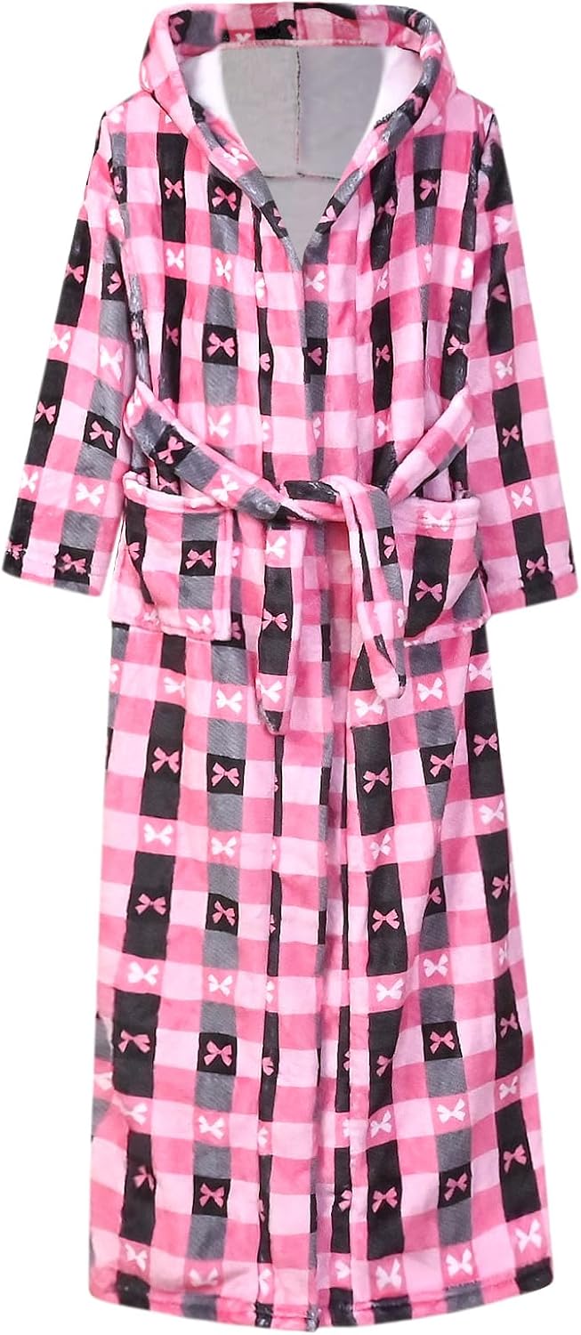 Jxstar Girls Bathrobes Plush Full Length Hooded Sleepwear