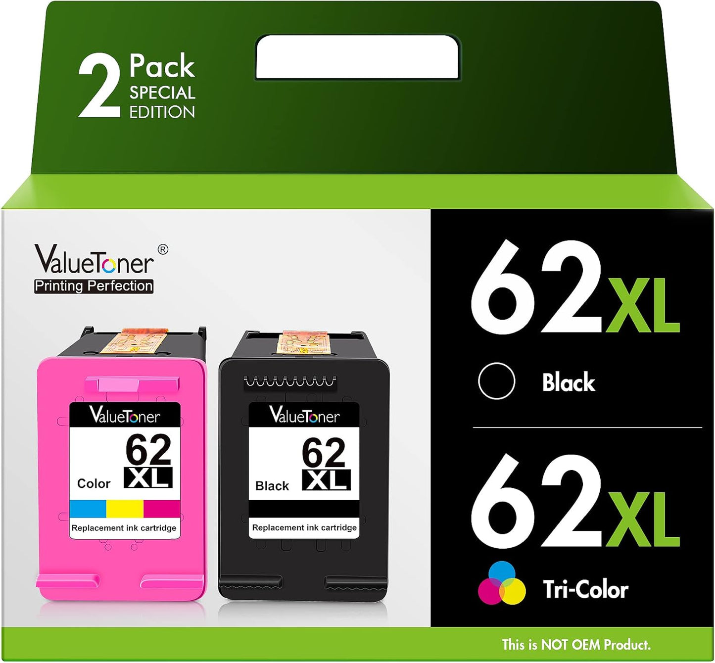 Valuetoner 62XL Ink Cartridges for HP Envy and OfficeJet