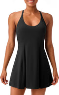 Womens Tennis Dress with Adjustable Straps and Built-in Shorts