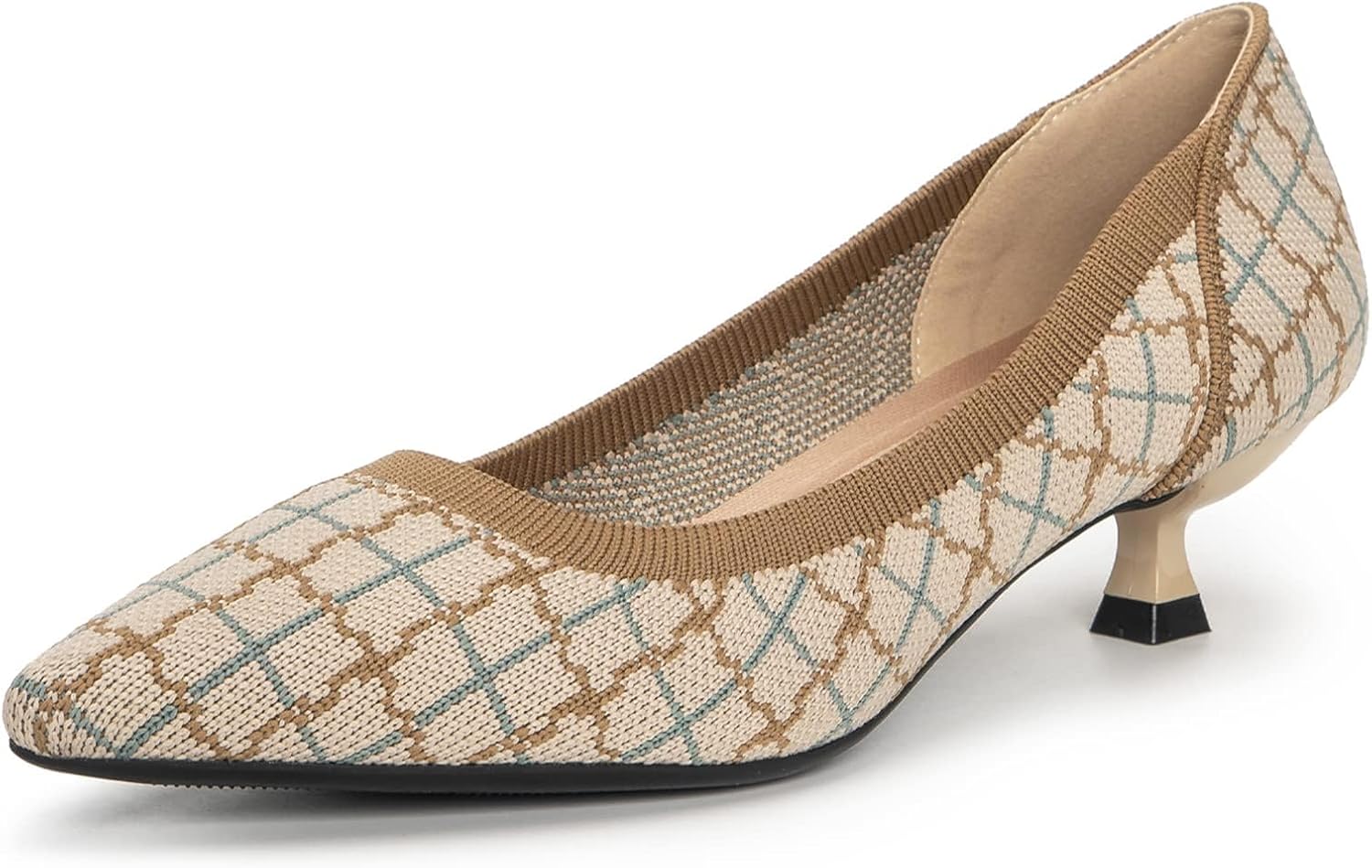 Comfortable Knit Slip On Women's Pumps with Kitten Heels