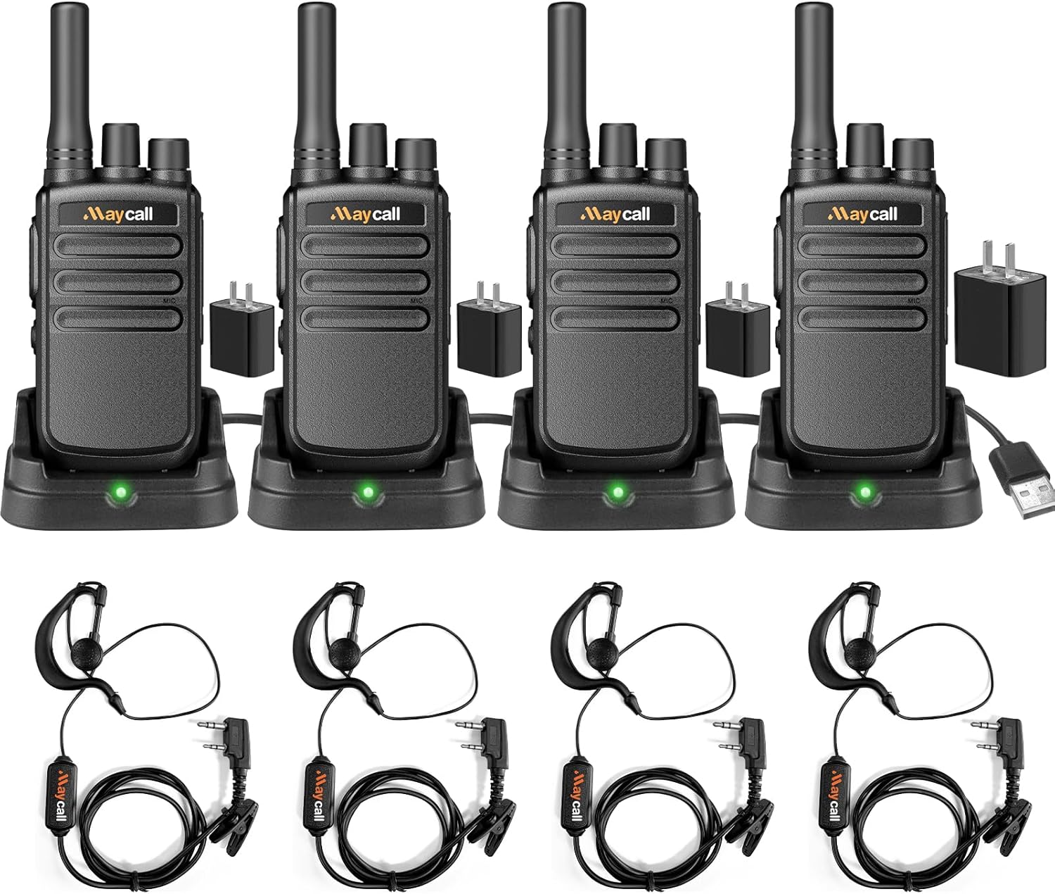 MC-558 Walkie Talkie 4 Pack with Earpieces for Clear Communication