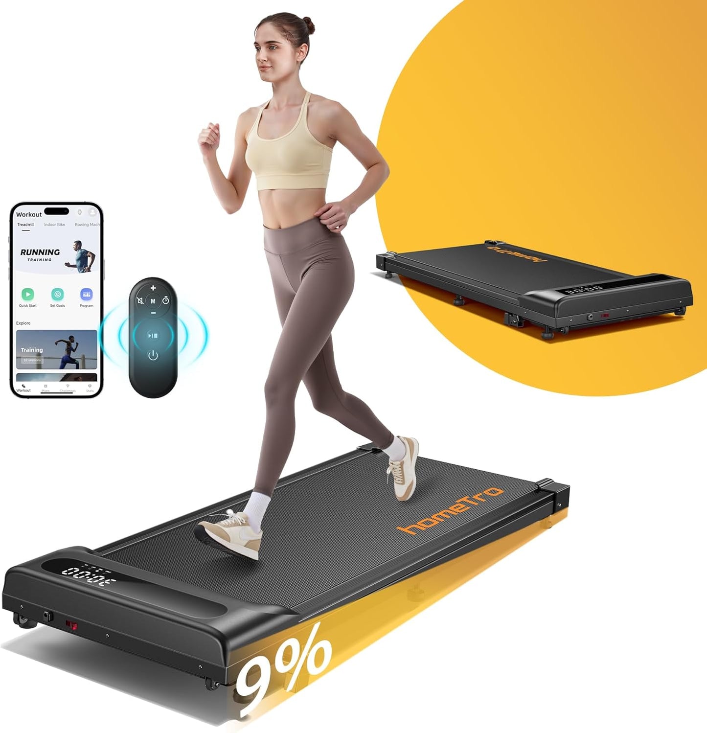 Compact 3.0HP Under Desk Treadmill - Max 265lbs Capacity, Remote + APP Control