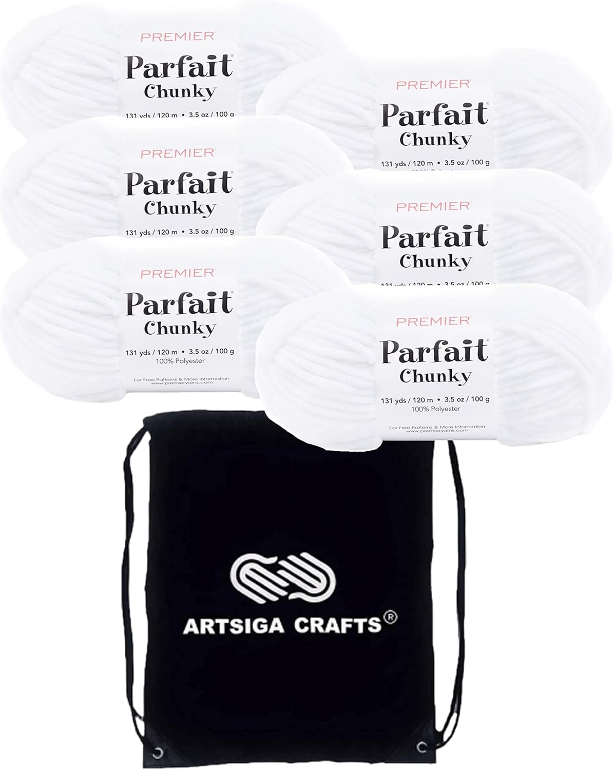 Premier Yarns Parfait Chunky White Yarn for Knitting & Crocheting