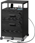 DEVAISE 2 Drawer File Cabinet with Lock and Charging Station - Mobile