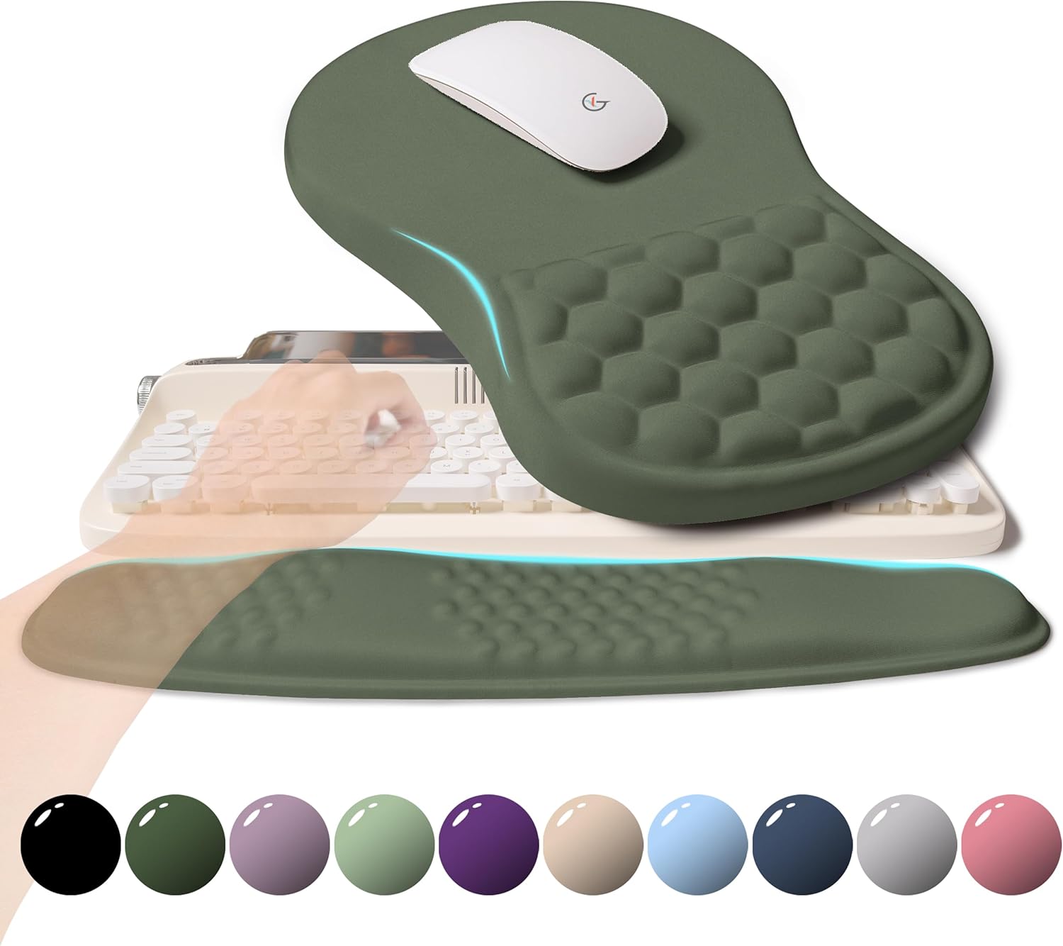 Wave Rise 2-in-1 Ergo Set, Wrist Pain Relief, Olive Green