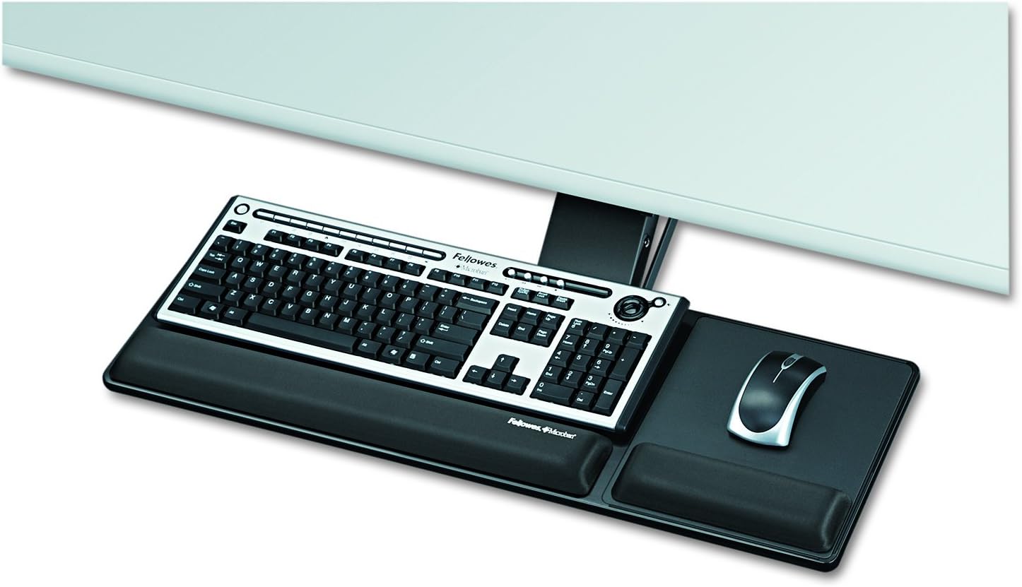 Fellowes Designer Black Keyboard Tray - Compact Ergonomic Support