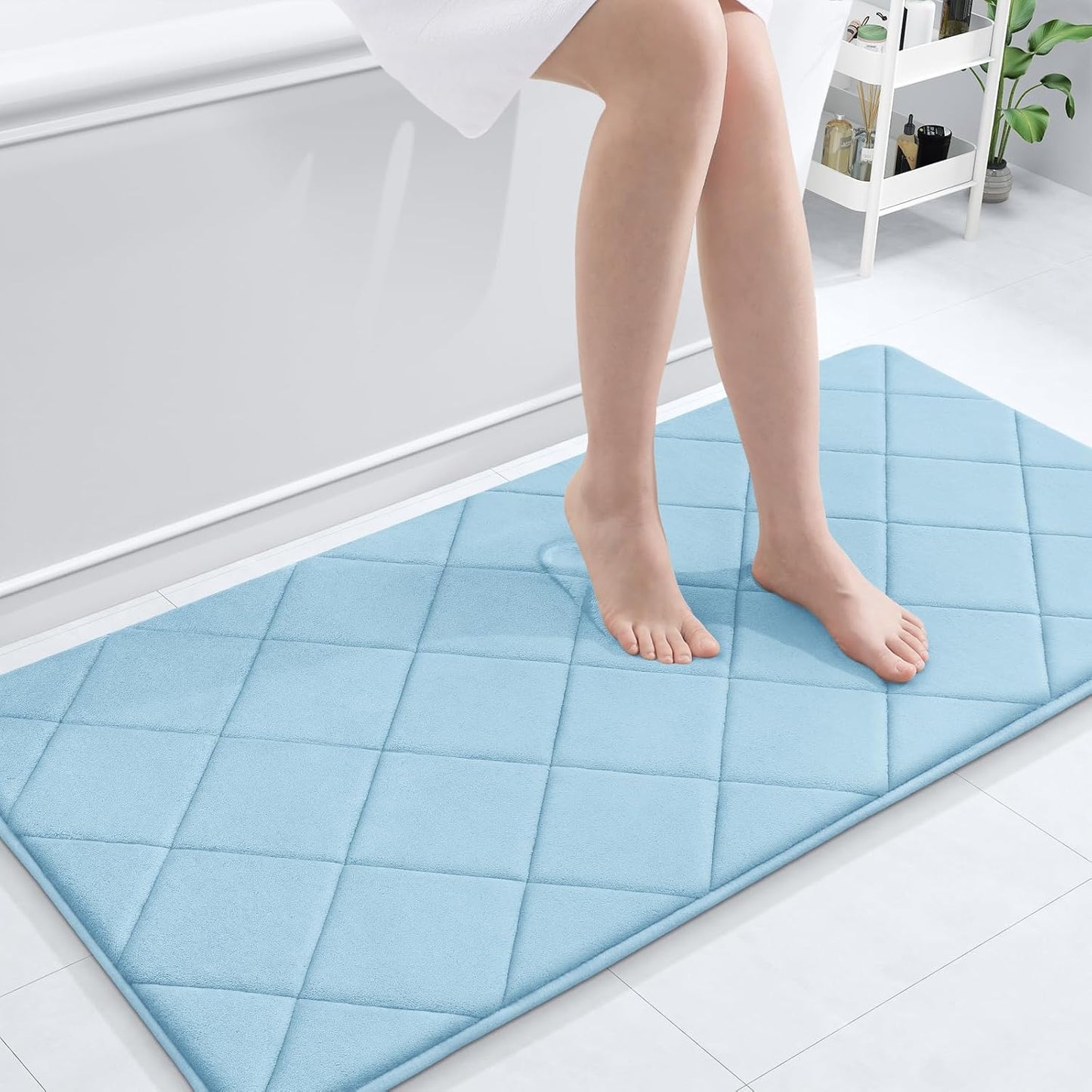 OLANLY Memory Foam Bath Mat 44x24 for Luxurious Comfort